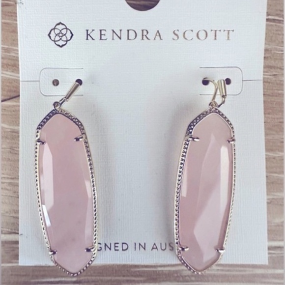 Kendra Scott Elisa Pendant Necklace, Eleanor Earring Set Rose Quartz NWT - Picture 2 of 11